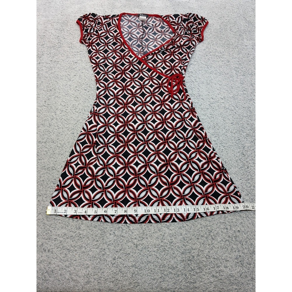 Taboo Vintage Mini Dress Made in USA Small Red Black Geometric‎ Gothic Emo Y2K - Picture 12 of 16